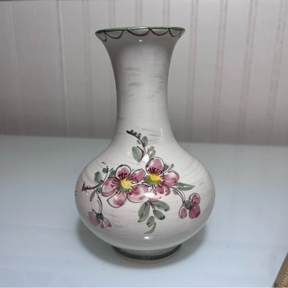 VTG Dumler & Breiden 121 Vase West German Pottery MCM Fat Lava Floral Butterfly